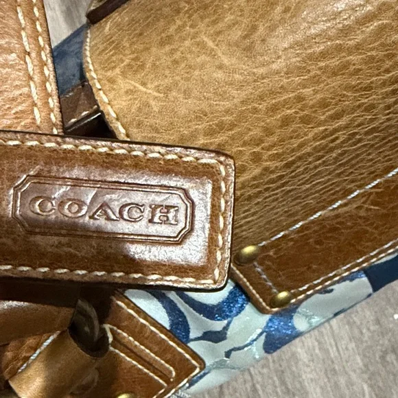 Coach Patchwork Shoulder Bag - Blue and Tan - Picture 4 of 5